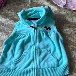 Carter's Turquoise Hooded Vest with Dog Embroidery